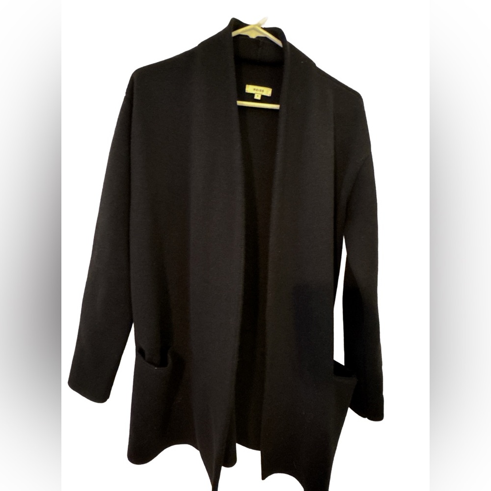 Reiss Blue Open Front Cardigan 50% wood blended with pockets